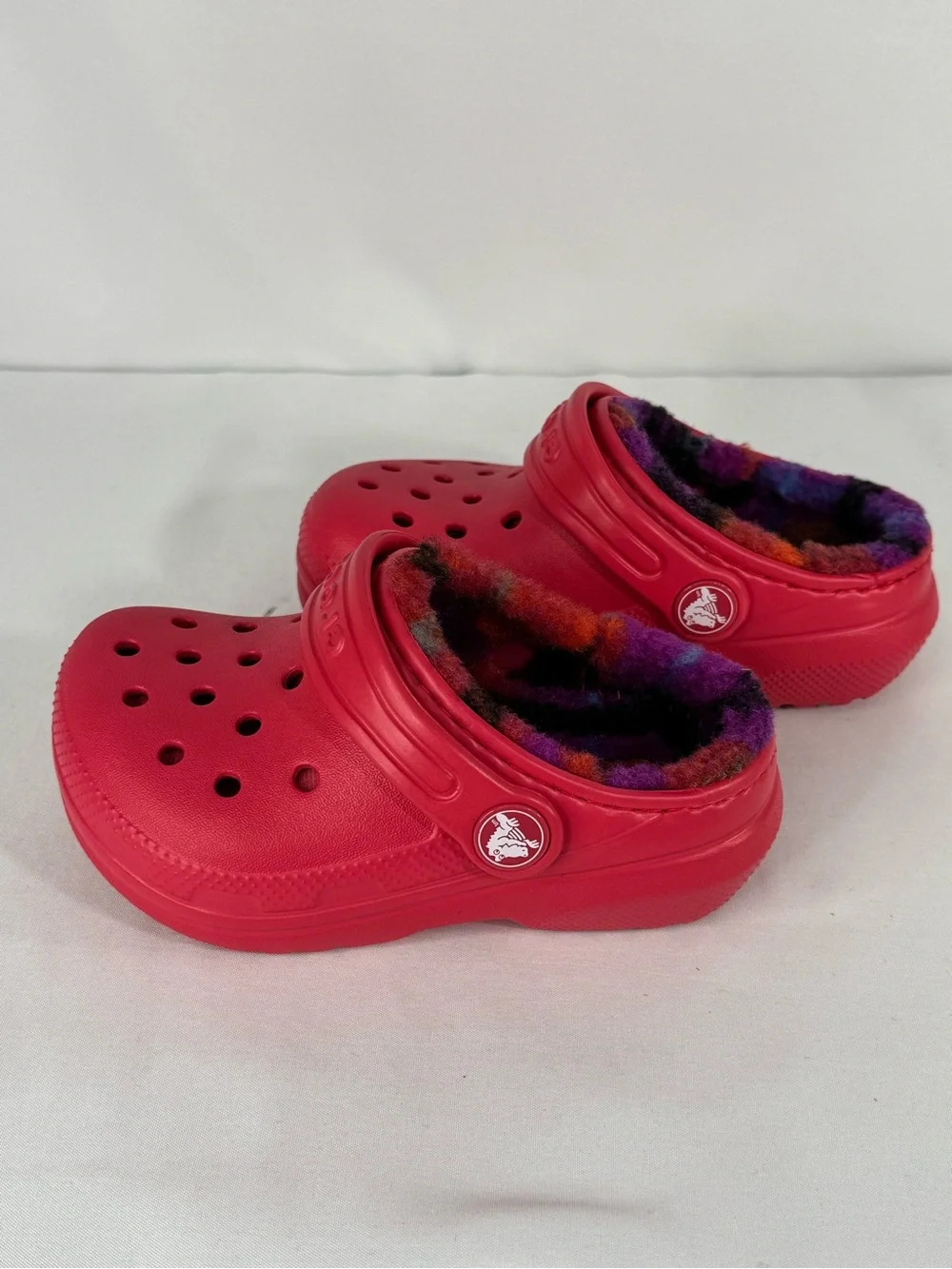 CROCS Kids Red Fuzzy-Lined Slip-On Clogs